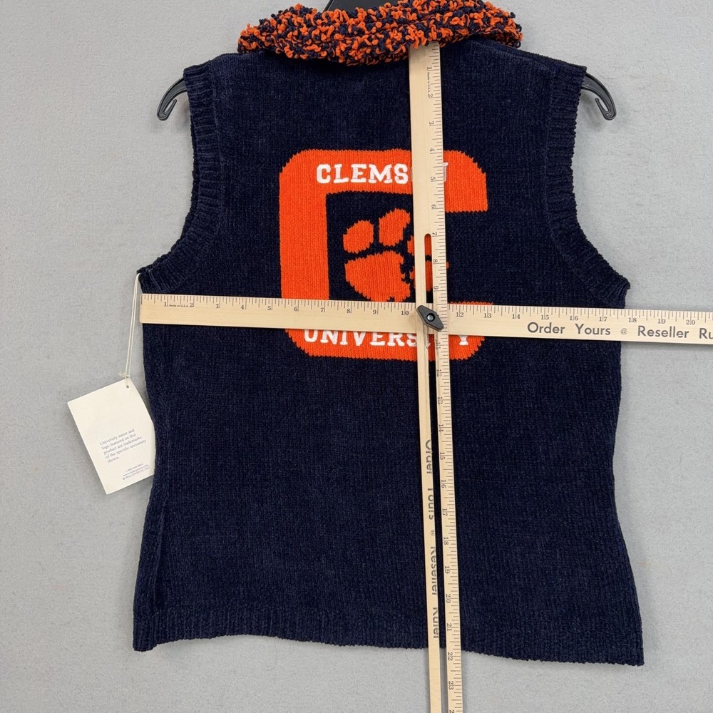 Vintage Clemson Tigers Vest Womens Medium Blue Orange NCAA Football Bellepointe - Picture 11 of 14